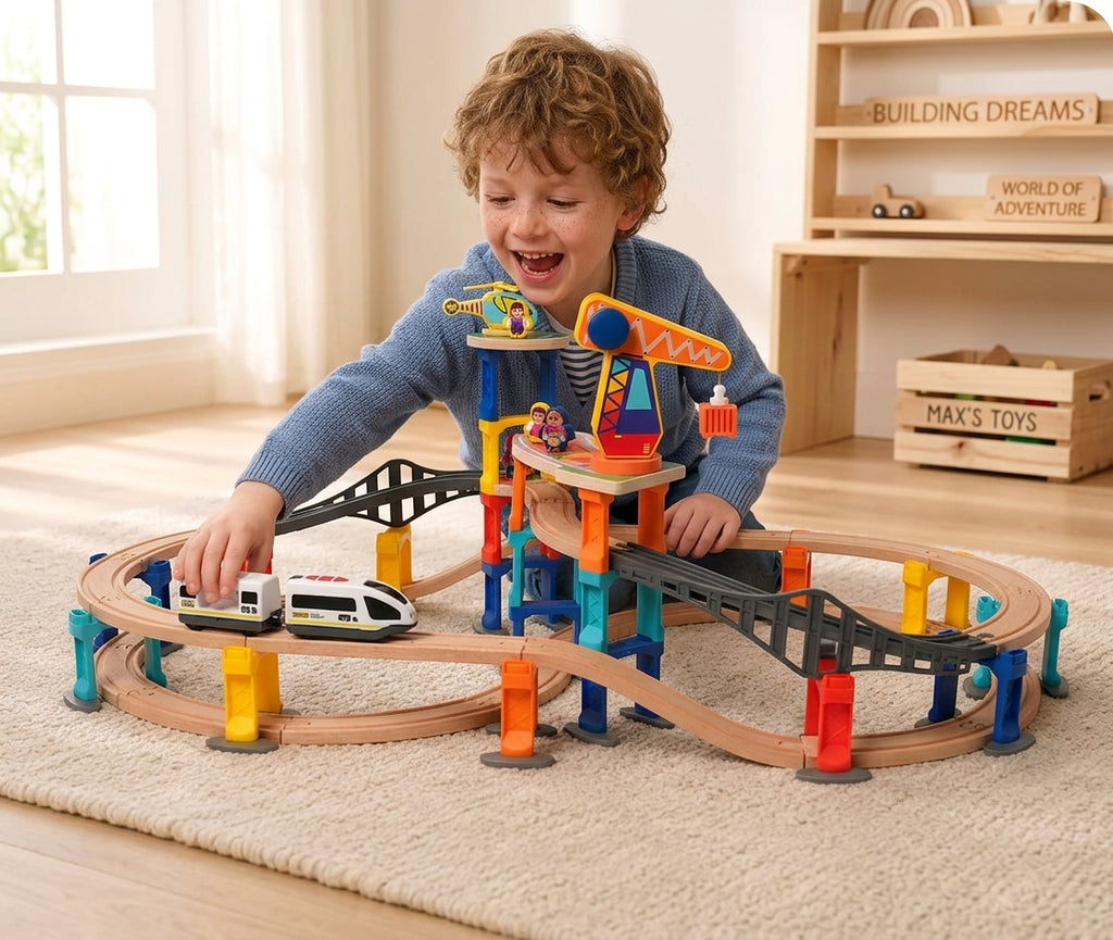 Montessori Crane & Train Magnetic Playset