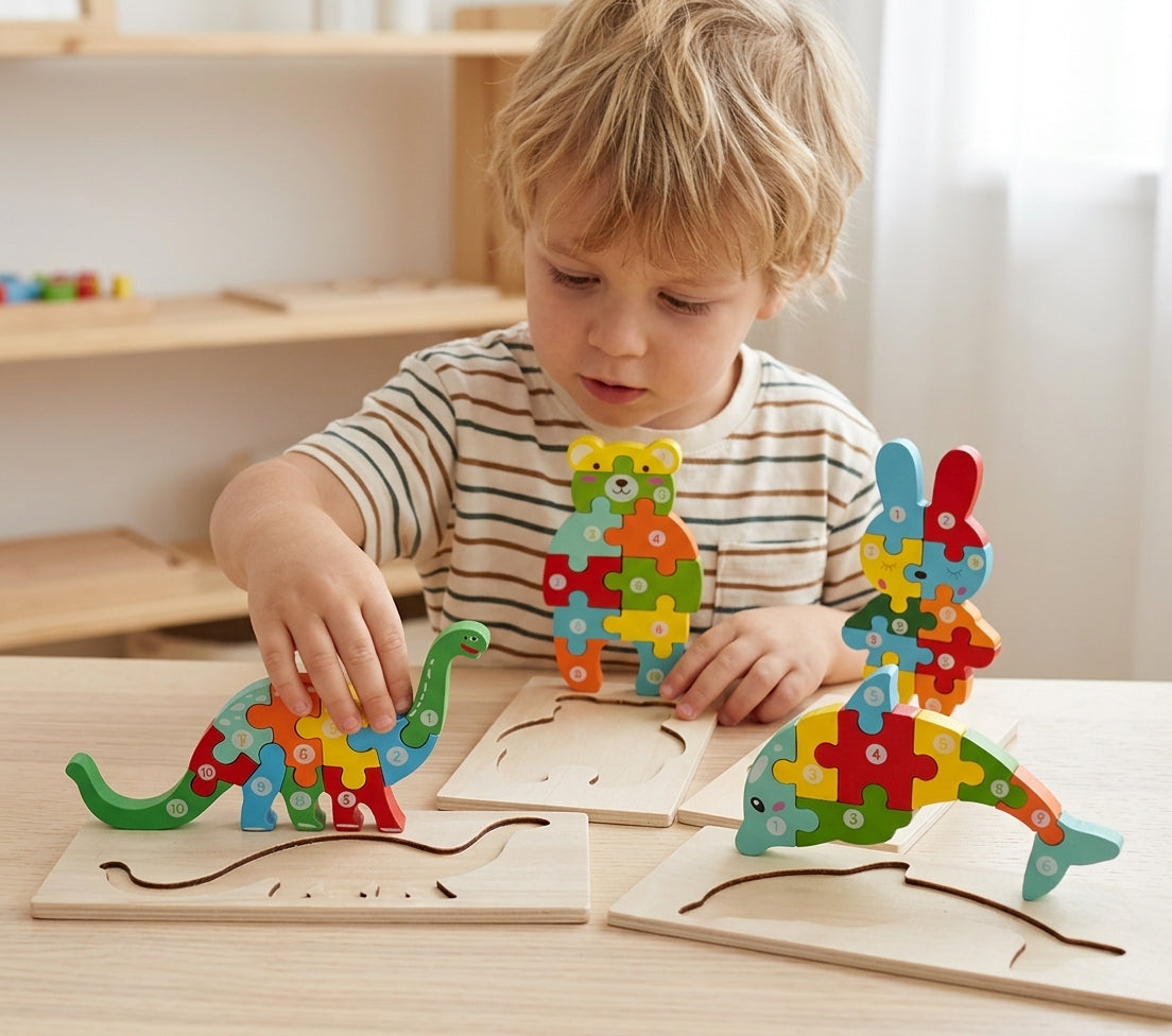 Montessori Wooden Puzzles (4 Pack)