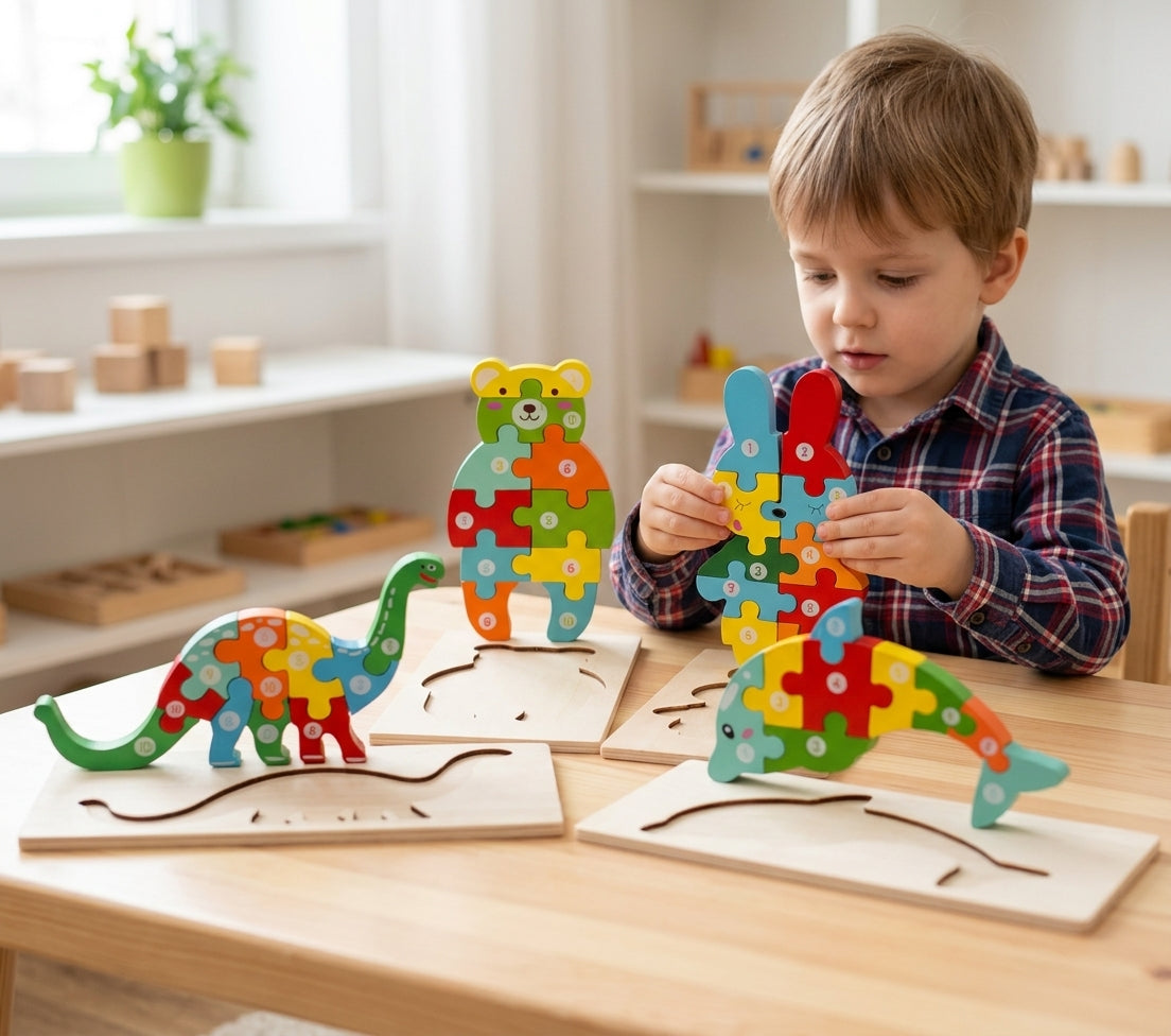 Montessori Wooden Puzzles (4 Pack)