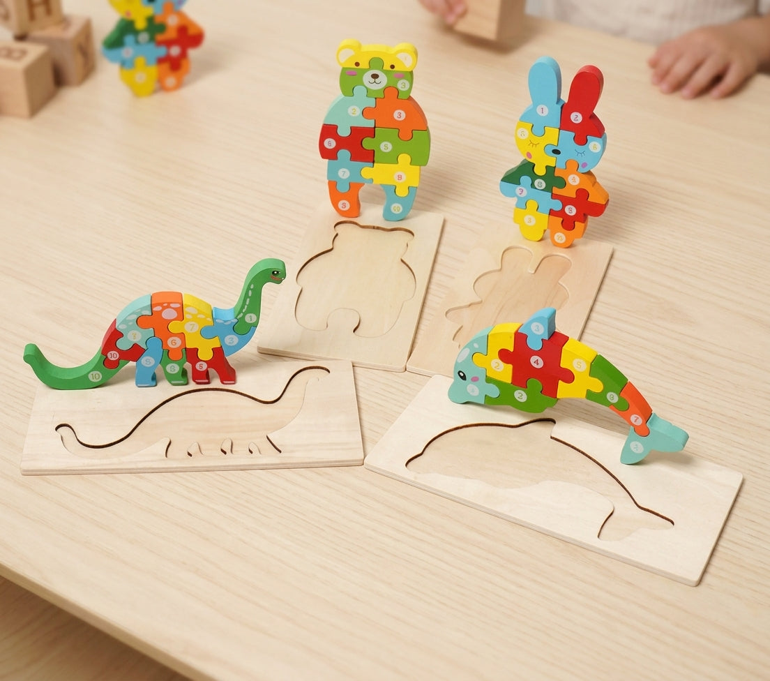 Montessori Wooden Puzzles (4 Pack)